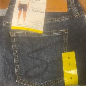 Seven7 Women's Denim Bermuda Shorts - Dark Blue